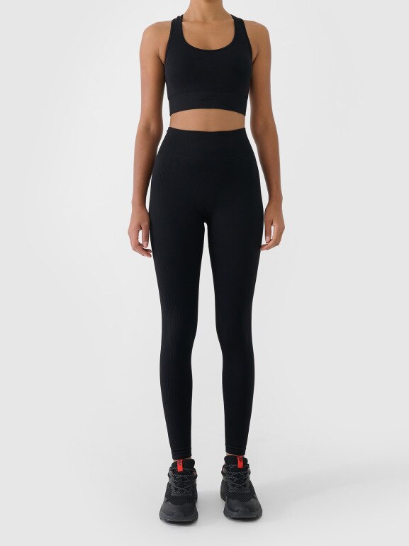 Damskie legginsy treningowe 4F 4FWSS26TFTIF420 - czarne