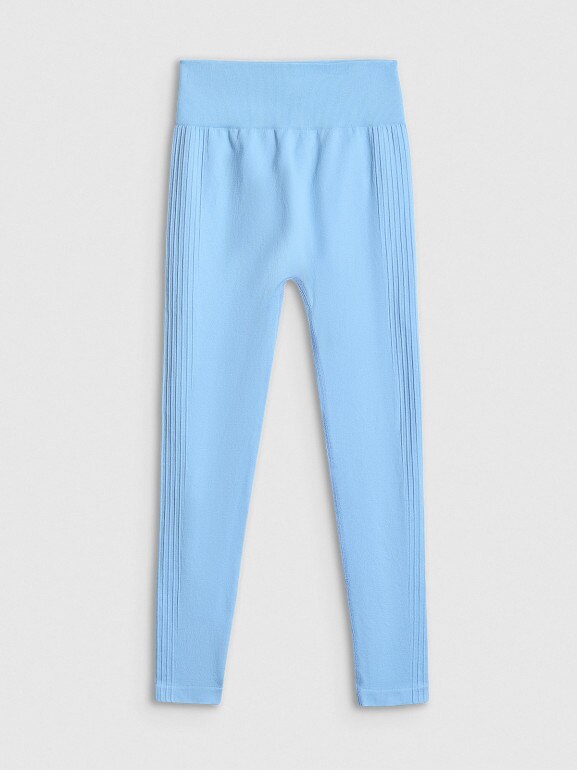 Damskie legginsy treningowe 4F 4FWSS26TFTIF420 - niebieskie