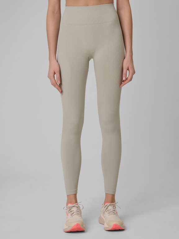 Damskie legginsy treningowe 4F 4FWSS26TFTIF457 - beżowe