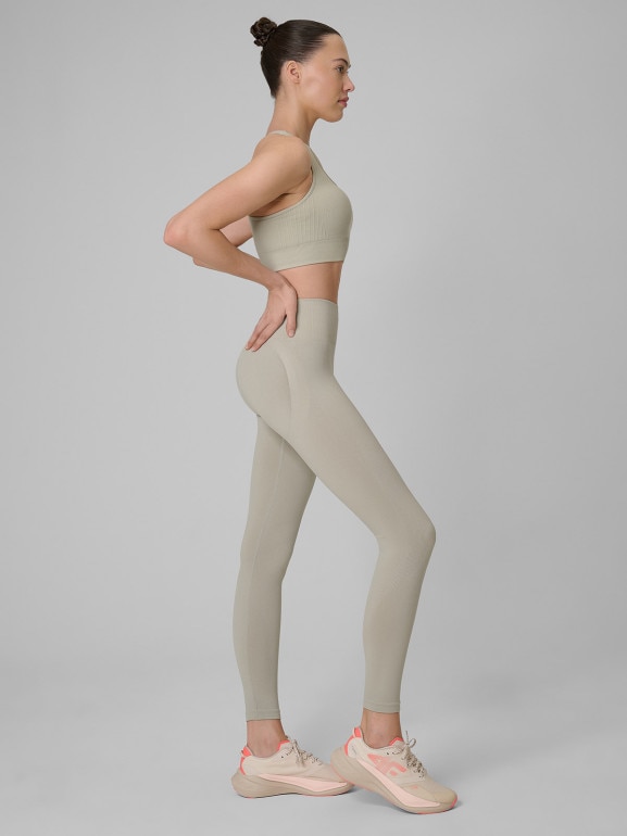 Damskie legginsy treningowe 4F 4FWSS26TFTIF457 - beżowe