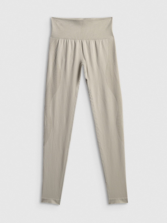 Damskie legginsy treningowe 4F 4FWSS26TFTIF457 - beżowe