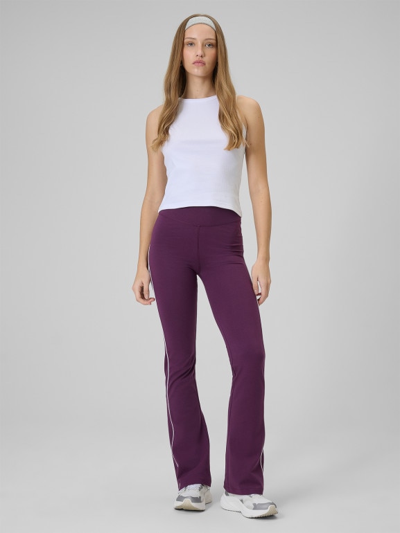 Damskie legginsy z rozszerzanymi nogawkami 4F 4FWSS26TTIGF260 - fioletowe