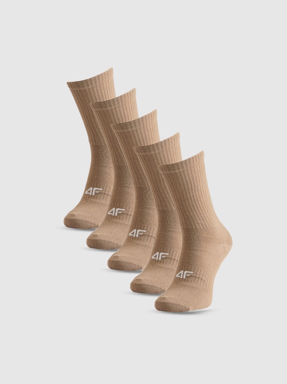 Damskie skarpetki stopki (5-pack) 4FRSS26USOCF0832 - beżowe