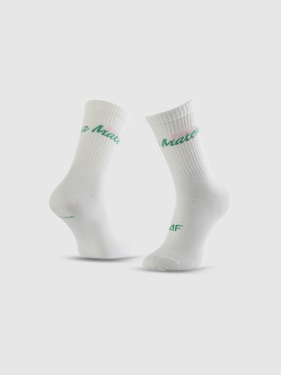 Damskie skarpetki wysokie (2-pack) 4F 4FRSS26USOCF657 - białe