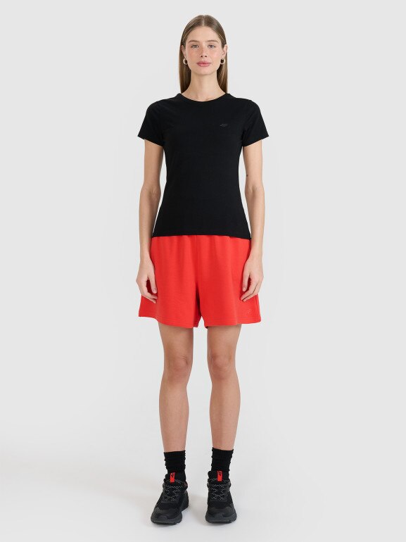 Damskie spodenki dresowe 4F 4FWMM00TSHOF771 - czerwone