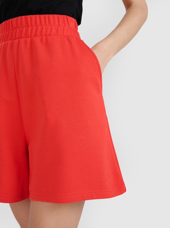 Damskie spodenki dresowe 4F 4FWMM00TSHOF771 - czerwone