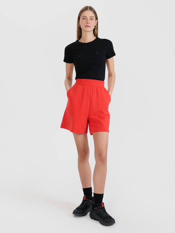 Damskie spodenki dresowe 4F 4FWMM00TSHOF771 - czerwone