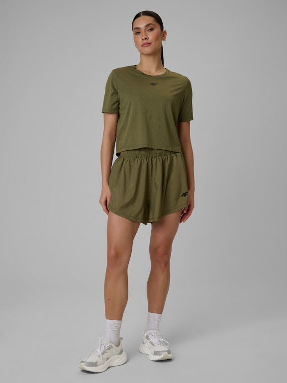 Damskie spodenki treningowe 4F 4FWSS26TFSHF1295 - khaki