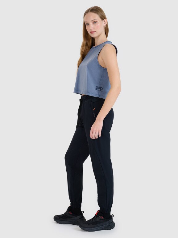 Damskie spodnie casual 4F 4FWSS25TTROF1002 - czarne