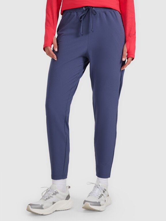 Damskie spodnie do biegania w terenie 4F 4FWAW25TFTRF0931 - niebieskie