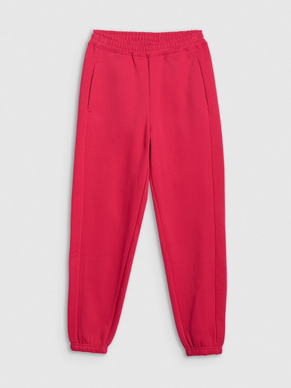 Damskie spodnie dresowe joggery 4F 4FRSS26TTROF1724 - czerwone