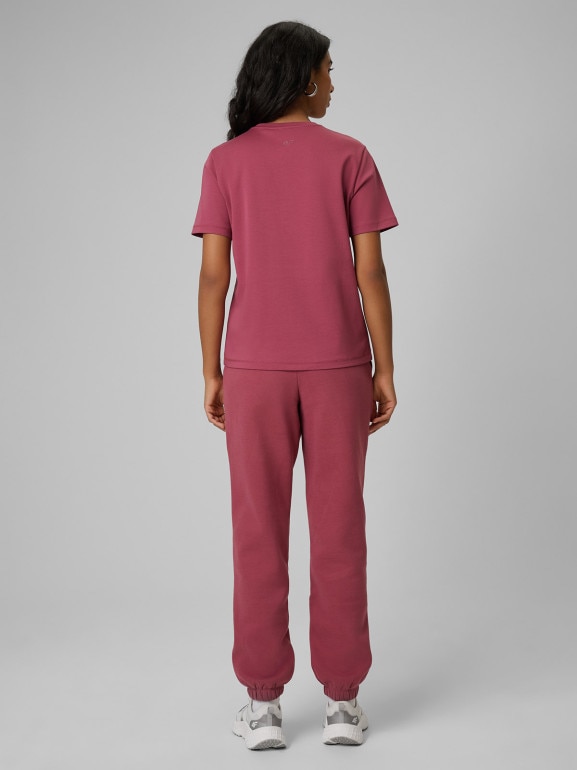 Damskie spodnie dresowe joggery 4F 4FRSS26TTROF1849 - burgundowe