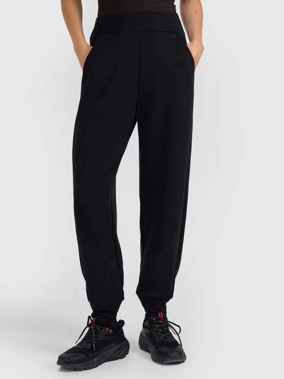 Damskie spodnie dresowe joggery 4F 4FWAW25TTROF1180 - czarne