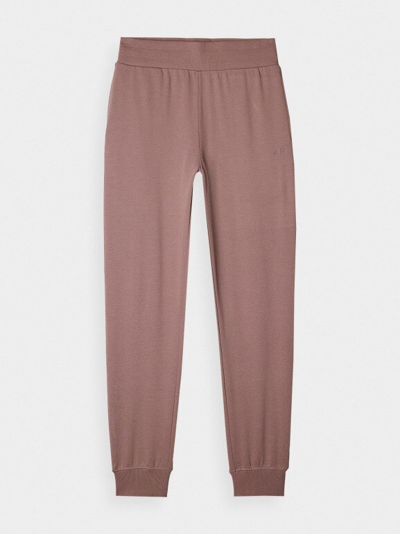 Damskie spodnie dresowe joggery 4F 4FWMM00TTROF0945 - beżowe