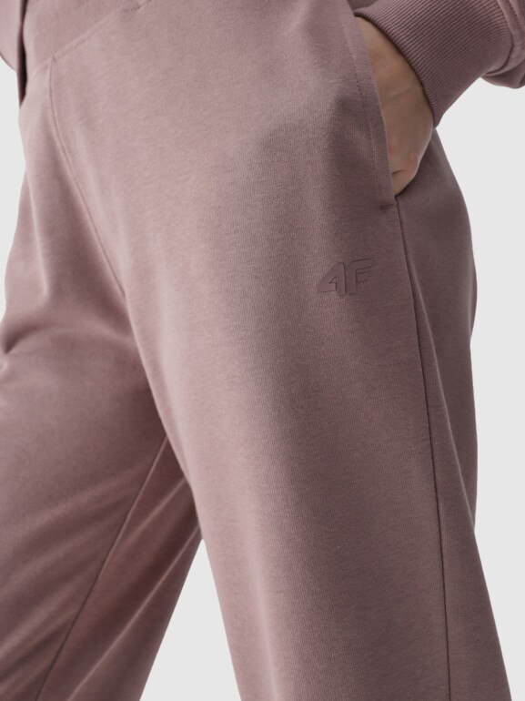 Damskie spodnie dresowe joggery 4F 4FWMM00TTROF0945 - beżowe