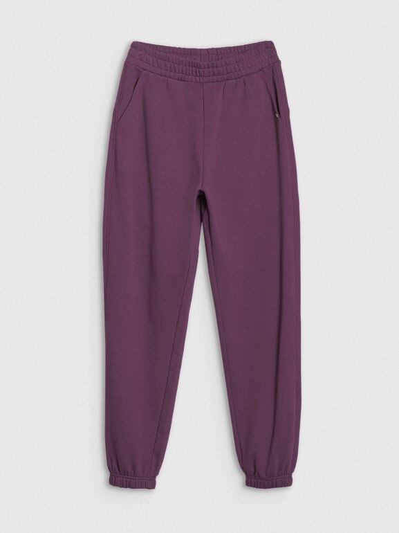 Damskie spodnie dresowe joggery 4F 4FWSS25TTROF1013 - fioletowe