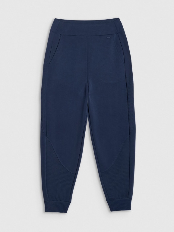 Damskie spodnie dresowe joggery 4F 4FWSS26TTROF1410 - granatowe