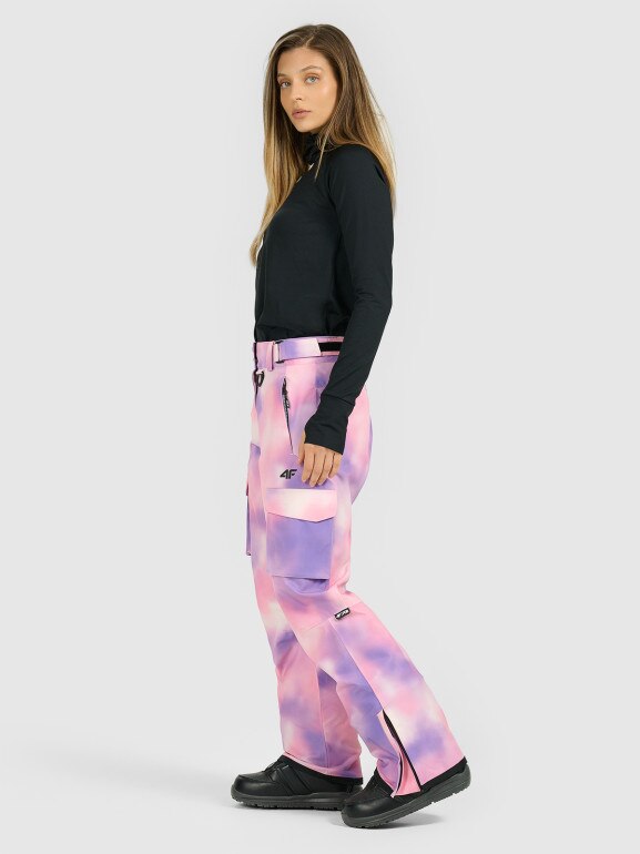 Damskie spodnie snowboardowe 4F 4FWAW25TFTRF1220 - multikolor