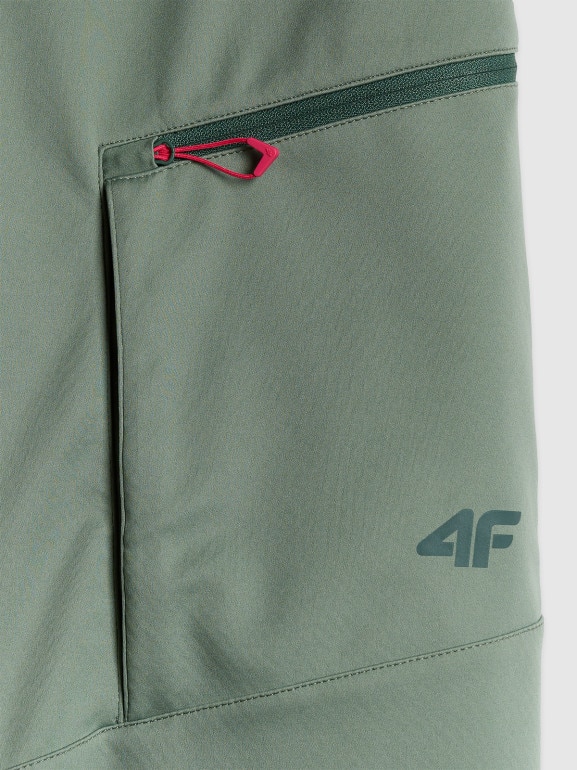 Damskie spodnie trekkingowe softshell 4F 4FWSS26TFTRF1352 - zielone