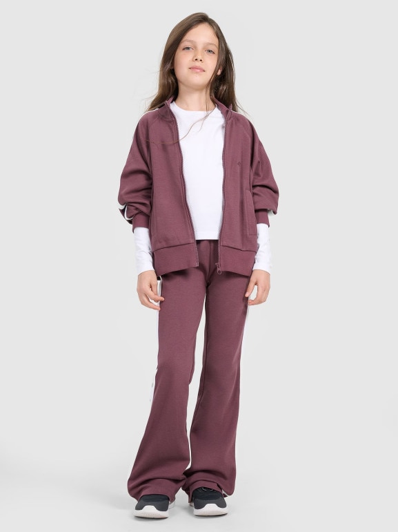 Dziewczęcy longsleeve bez nadruku 4F 4FJRAW25TLONF603 - biały