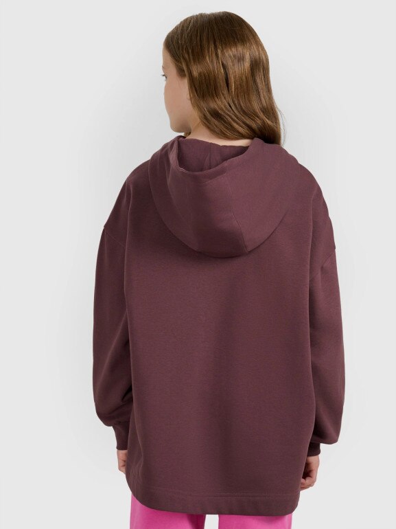 Dziewczęca bluza nierozpinana z kapturem 4F 4FJRAW25TSWSF2429 - brązowa