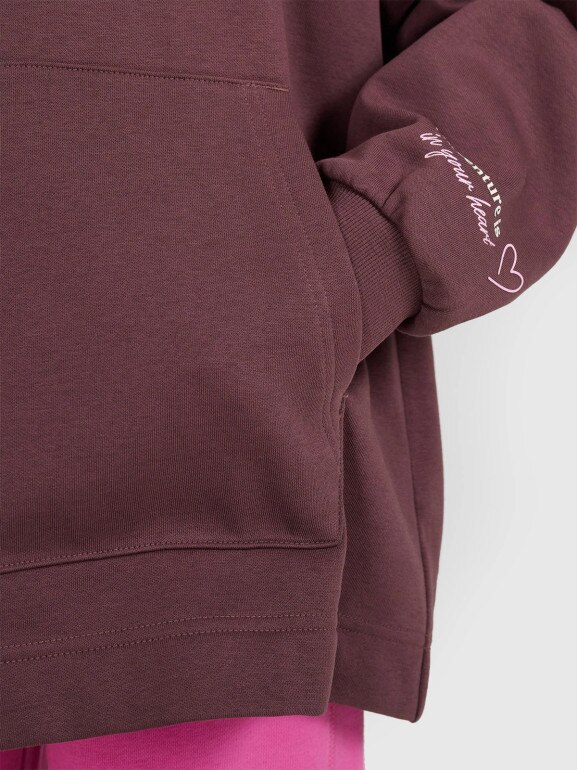 Dziewczęca bluza nierozpinana z kapturem 4F 4FJRAW25TSWSF2429 - brązowa