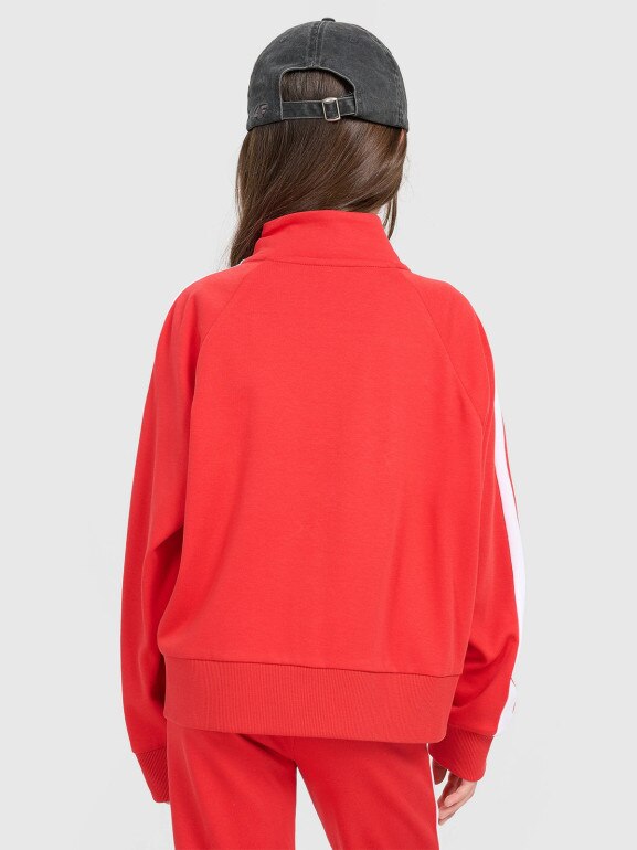 Dziewczęca bluza rozpinana bez kaptura 4F 4FJRAW25TSWSF2430 - czerwona