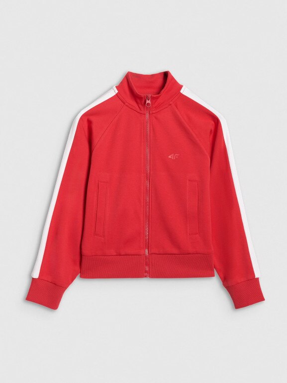 Dziewczęca bluza rozpinana bez kaptura 4F 4FJRAW25TSWSF2430 - czerwona