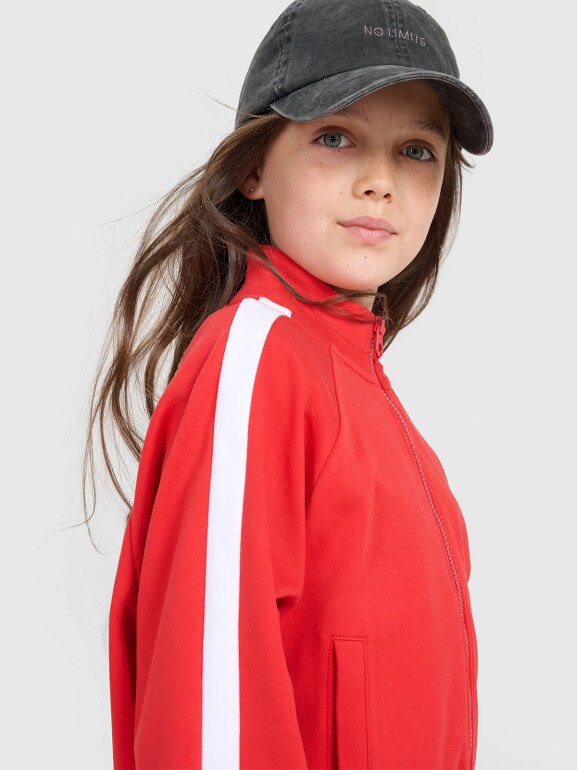 Dziewczęca bluza rozpinana bez kaptura 4F 4FJRAW25TSWSF2430 - czerwona