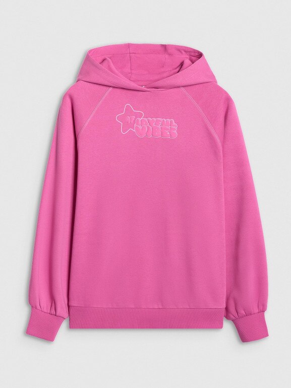 Dziewczęca bluza nierozpinana z kapturem 4F 4FJRAW25TSWSF2439 - różowa