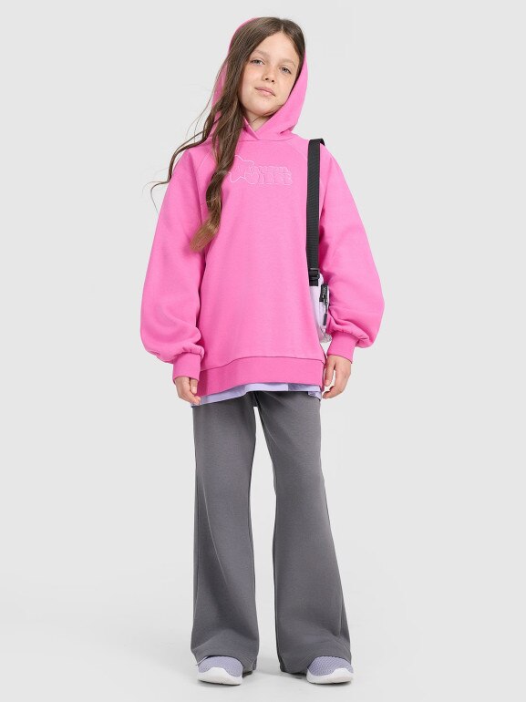 Dziewczęca bluza nierozpinana z kapturem 4F 4FJRAW25TSWSF2439 - różowa