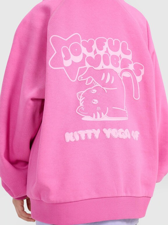 Dziewczęca bluza nierozpinana z kapturem 4F 4FJRAW25TSWSF2439 - różowa