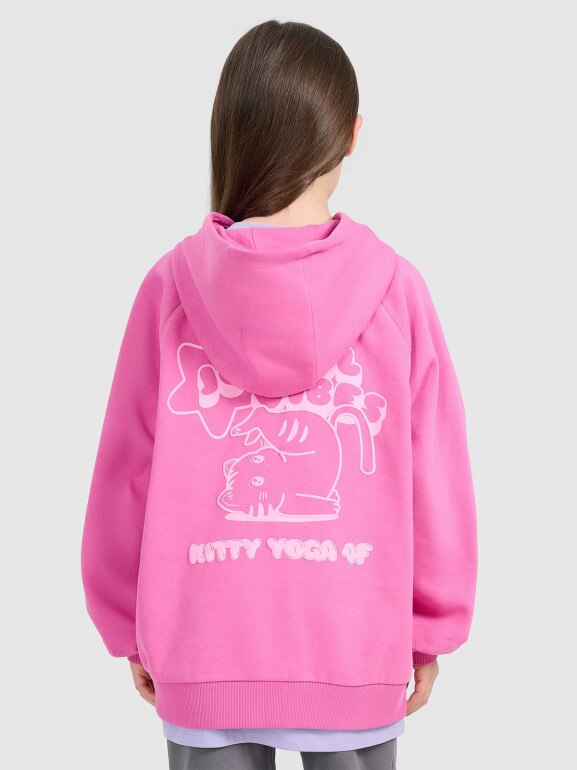 Dziewczęca bluza nierozpinana z kapturem 4F 4FJRAW25TSWSF2439 - różowa