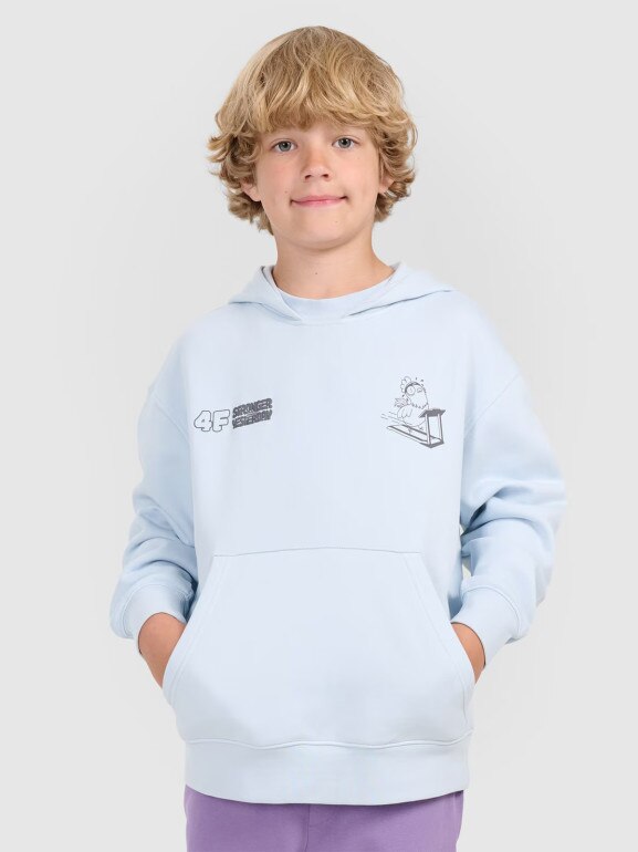 Chłopięca bluza nierozpinana z kapturem 4F 4FJRAW25TSWSM2447 - niebieska
