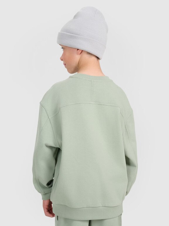 Chłopięca bluza nierozpinana bez kaptura 4F 4FJRAW25TSWSM2448 - oliwkowa