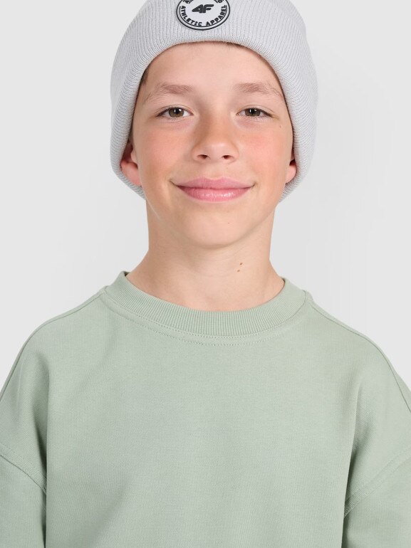 Chłopięca bluza nierozpinana bez kaptura 4F 4FJRAW25TSWSM2448 - oliwkowa