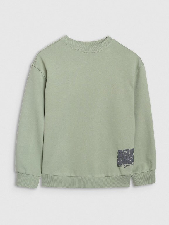 Chłopięca bluza nierozpinana bez kaptura 4F 4FJRAW25TSWSM2448 - oliwkowa