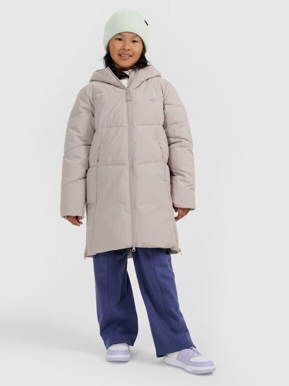 Dziewczęcy płaszcz zimowy 4F 4FJRAW25TTJAF1068 - beżowy
