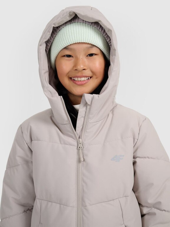 Dziewczęcy płaszcz zimowy 4F 4FJRAW25TTJAF1068 - beżowy