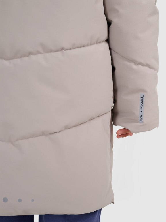 Dziewczęcy płaszcz zimowy 4F 4FJRAW25TTJAF1068 - beżowy