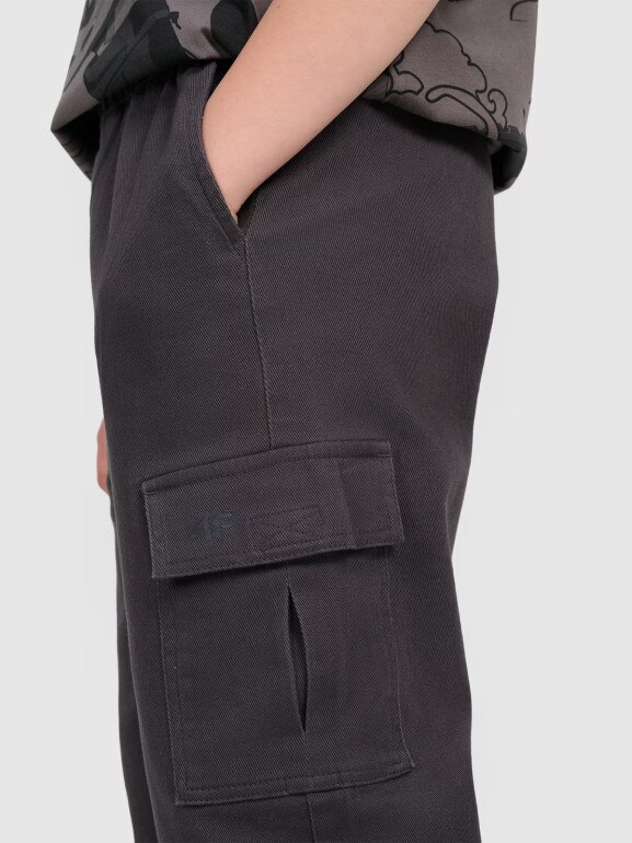 Chłopięce spodnie cargo 4F 4FJRAW25TTROM1527 - szare