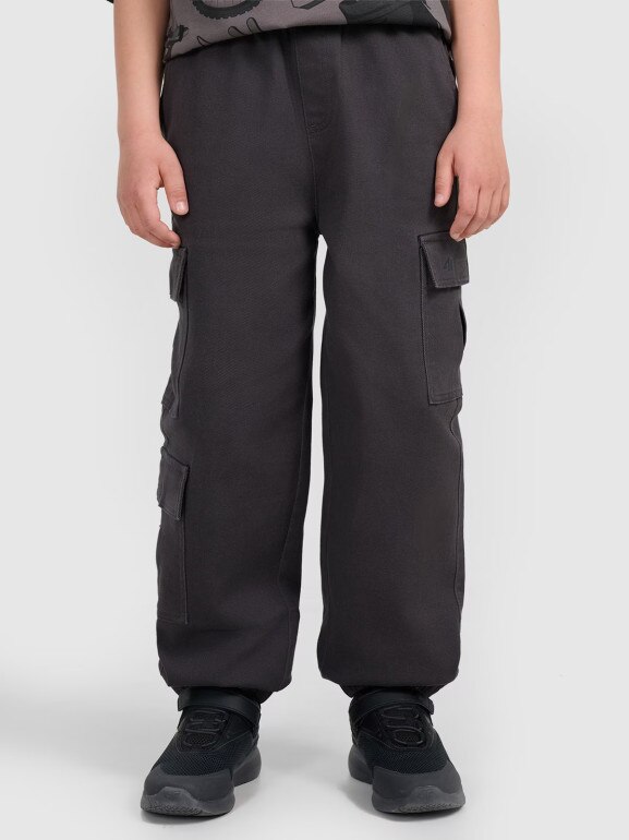 Chłopięce spodnie cargo 4F 4FJRAW25TTROM1527 - szare