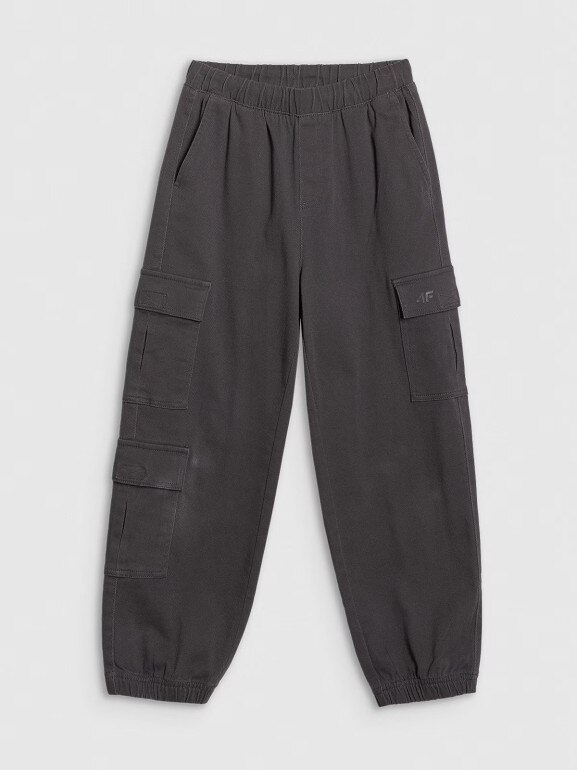 Chłopięce spodnie cargo 4F 4FJRAW25TTROM1527 - szare