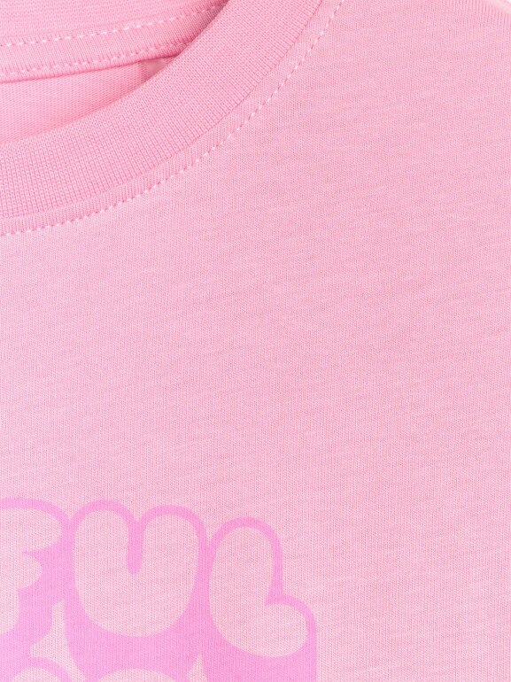 Dziewczęcy t-shirt oversize z nadrukiem 4F 4FJRAW25TTSHF3197 - różowy