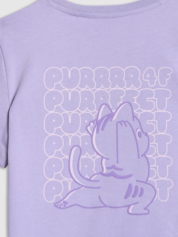 Dziewczęcy t-shirt z nadrukiem 4F 4FJRAW25TTSHF3199 - fioletowy