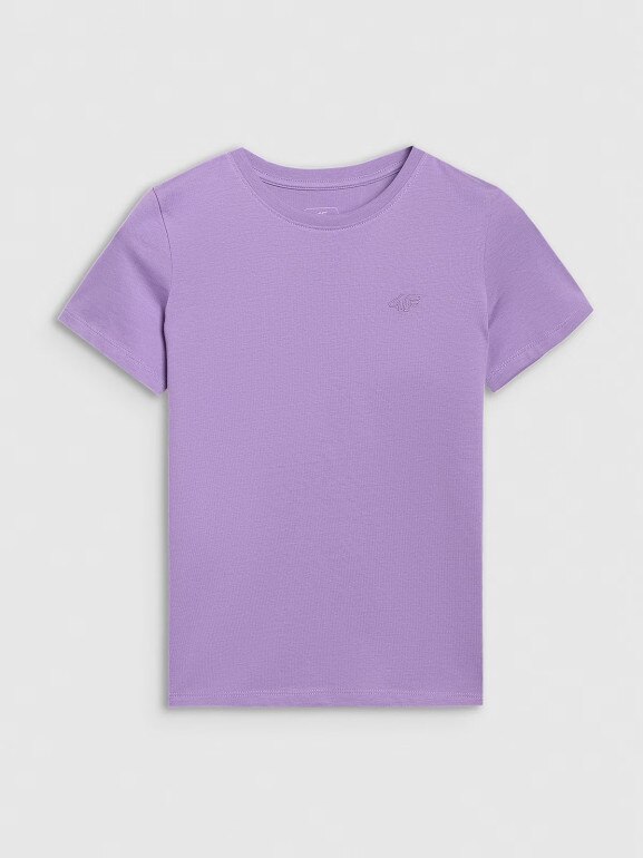 Dziewczęcy t-shirt bez nadruku 4F 4FJRAW25TTSHF3233 - fioletowy