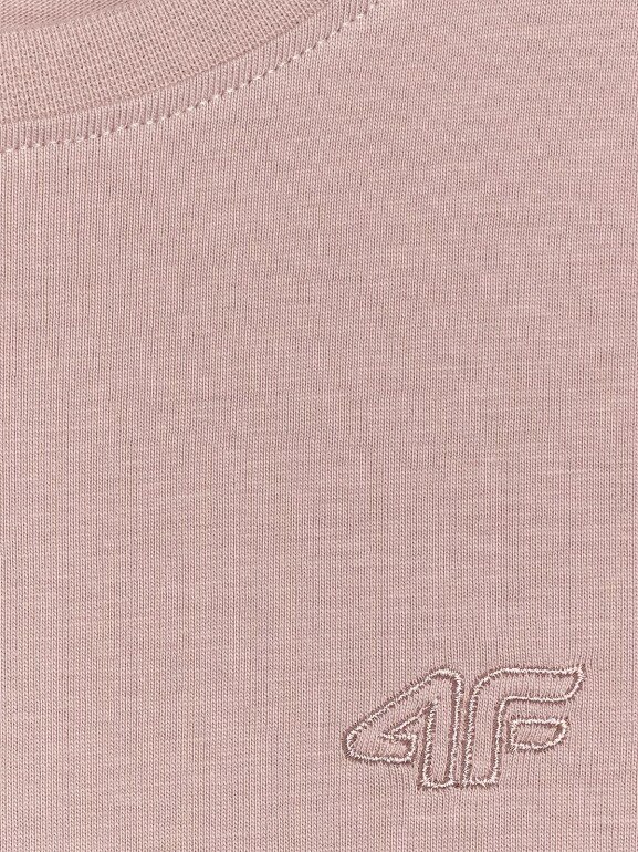 Dziewczęcy t-shirt bez nadruku 4F 4FJRAW25TTSHF3233 - beżowy