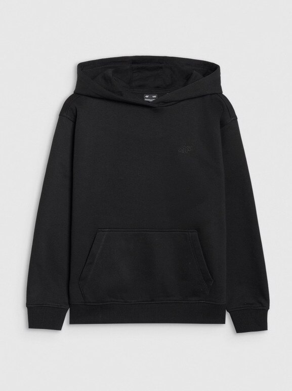 Dziewczęca bluza nierozpinana z kapturem 4F 4FJRMM00TSWSF2465 - czarna