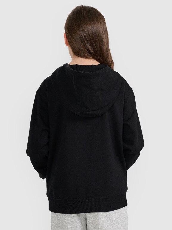 Dziewczęca bluza nierozpinana z kapturem 4F 4FJRMM00TSWSF2465 - czarna