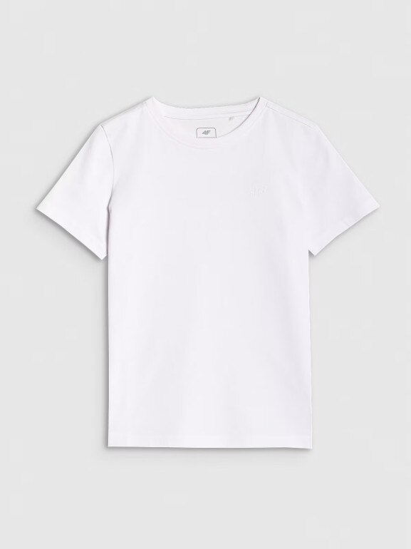 Chłopięcy t-shirt bez nadruku 4F 4FJRMM00TTSHM3254 - biały